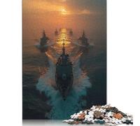 Puzzle de 1000 pièces représentant Une puissante Flotte de navires de Guerre - Puzzle en Bois pour Adultes et Famille - Jeu Stimulant - 1000 pièces (75 x 50 cm)