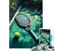 Puzzle de 1000 pièces représentant Une Raquette et Une Balle de Tennis sur Un Court Un Jeu de réflexion pour Adultes idéal pour s'amuser en Famille ou Entre Amis (38x26cm)