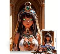 Puzzle de 1000 pièces représentant Une Reine égyptienne aux Yeux Verts (Style Anime) Idéal pour Les Adolescents Stimule la mémoire et se détend Facilement Cadeau Parfait pour Les fêtes (38x52cm)