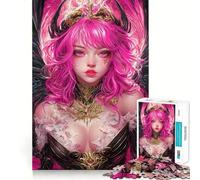 Puzzle de 1000 pièces représentant Une Reine Fantastique aux Cheveux Roses (50x75cm) Jouet Intelligent pour Adultes Loisirs à la Maison Bords Lisses Objet de Collection