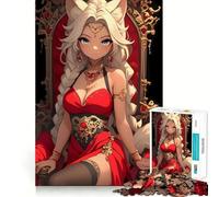 Puzzle de 1000 pièces représentant Une Reine renarde d'anime,Jeu de mémorisation mentale de Haute précision,défi cérébral interactif pour la Maison (38x26cm)