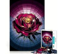 Puzzle de 1000 pièces représentant Une Rose en vitrail, Un Chef-d'œuvre pour Adultes Jeu Intelligent et Relaxant, Motif à Assembler, 50x75cm