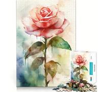 Puzzle de 1000 pièces représentant Une Rose Rose Unique, idéal pour Les Adolescents Un Jeu Stimulant pour Le Cerveau, Un Moment de détente et Une œuvre d'art aux découpes précises 38x52cm