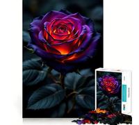 Puzzle de 1000 pièces représentant Une Rose Violette Unique avec Un Centre Lumineux, idéal pour Adultes Jeu Intelligent, Anti-Stress, Motif à Assembler, Surprise de Noël 50x75cm