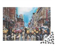 Puzzle de 1000 pièces représentant Une Rue de Ville étroite avec des bâtiments. Jeu éducatif pour Adultes. Anniversaire. Dimensions : 52 x 38 cm.
