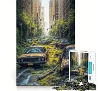 Puzzle de 1000 pièces représentant Une Rue envahie par la végétation avec des Voitures abandonnées idéal pour Les Adultes Jeu de réflexion et de détente à Domicile Cadeau Parfait de Fin d'année