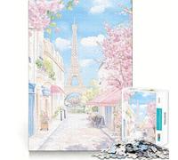 Puzzle de 1000 pièces représentant Une Rue Parisienne avec la Tour Eiffel, pour Adultes Jeu de logique Clair, Amusant et Relaxant Découpe Parfaite Cadeau élégant (38x52cm)