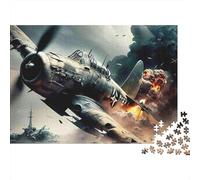 Puzzle de 1000 pièces représentant Une scène de Combat aérien : Avion de Guerre endommagé dans Le Ciel. Jeu éducatif pour Adultes, Belle décoration, défi de Haut Niveau, d'anniversaire. 38 x 26 cm