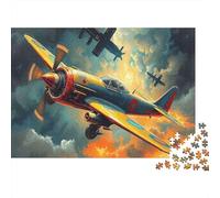 Puzzle de 1000 pièces représentant Une scène de Combat aérien. Avions de Chasse dans Le Ciel. Jeu éducatif pour Adultes. Décoration élégante. Défi Stimulant. d'anniversaire. 38 x 26 cm.
