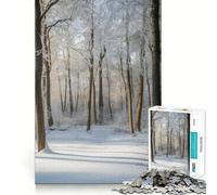 Puzzle de 1000 pièces représentant Une scène de forêt hivernale enneigée,idéal pour Les Adultes Jeu Stimulant l'esprit,Format Uniforme,pièces précises,Format Voyage, pour Les Jeux