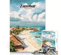 Puzzle de 1000 pièces représentant Une scène de Plage de Zanzibar pour Adolescents, idéal pour Un Exercice cérébral apaisant et Un Moment de détente Découpe de précision, Cadeau Festif (38x26cm)