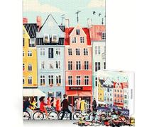 Puzzle de 1000 pièces représentant Une scène de Rue à Nyhavn,Copenhague,pour Adultes Stimule la mémoire,Offre Un Divertissement agréable et créatif (38x52cm)