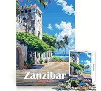 Puzzle de 1000 pièces représentant Une scène de Rue à Zanzibar pour Adultes, idéal pour l'entraînement de la mémoire, Un Loisir Calme et des Vacances réussies (38x26cm)