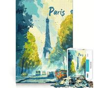 Puzzle de 1000 pièces représentant Une scène de Rue avec la Tour Eiffel à Paris, idéal pour Les Adolescents Jouet Wise Think, Calme et Amusant, à découper avec précision Pièce de Collection (38x52cm)