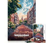 Puzzle de 1000 pièces représentant Une scène de Rue d'Amsterdam, idéal pour Les Adolescents Exercice Mental, Distraction Douce, découpe précise, Cadeau de Noël (50x75cm)