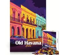 Puzzle de 1000 pièces représentant Une scène de Rue de la Vieille Havane à Cuba Activité relaxante et stimulante Idée Cadeau de Noël (50x75cm)