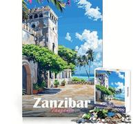 Puzzle de 1000 pièces représentant Une scène de Rue de Zanzibar pour Adolescents Concentration mentale, détente, (38x52cm)