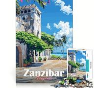 Puzzle de 1000 pièces représentant Une scène de Rue de Zanzibar pour Adultes,Jeu Stimulant l'esprit,découpe Laser pour Un Assemblage Parfait,activité Amusante en Famille Le Soir (38x52cm)