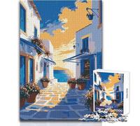 Puzzle de 1000 pièces représentant Une scène de Rue d'une île Grecque, idéal pour Les Adolescents Jeu éducatif et Stimulant, Cadeau mémorable et Original Dimensions:38x26cm