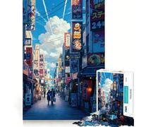Puzzle de 1000 pièces représentant Une scène de Rue Japonaise Dynamique,Un Jeu de Concentration mentale sans Espace,Un défi cérébral interactif pour la Maison (38x26cm)