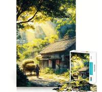 Puzzle de 1000 pièces représentant Une scène de Village Japonais Rural, idéal pour Les Adolescents Stimule la mémoire, soulage la Tension, Bords Nets, Belle œuvre d'art (38x52cm)
