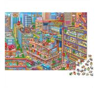Puzzle de 1000 pièces représentant Une scène de Ville de Dessin animé. Paysage Urbain coloré, Jeu éducatif pour Adultes, décoration intérieure, défi Difficile, idéal pour Un Anniversaire. 52 x 38 cm.