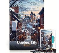 Puzzle de 1000 pièces représentant Une scène hivernale de la Ville de Québec Jeu de Puzzle précis et Amusant pour stimuler l'esprit et favoriser la détente Pièce Artistique de Noël (50x75cm)