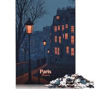 Puzzle de 1000 pièces représentant Une scène Nocturne de Paris, pour Adultes et Adolescents. Puzzle en Bois. Idée Cadeau Parfaite pour Les Adultes. 1000 pièces (75 x 50 cm).
