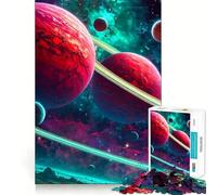 Puzzle de 1000 pièces représentant Une scène Spatiale vibrante avec des planètes à Anneaux Jeu de Concentration mentale,découpe de précision,Bords Lisses,Jeu de Construction de Liens significatifs