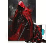 Puzzle de 1000 pièces représentant Une Silhouette Capuche Rouge et Une épée, idéal pour Les Adolescents Jeu de logique Fine, Divertissement Relaxant, décoration Murale aux Bords Nets (38x26cm)