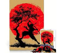 Puzzle de 1000 pièces représentant Une Silhouette de Ninja avec Soleil Rouge et Arbre idéal pour Les Adolescents Jeu Intelligent à Partager en Famille Motif à Assembler pour Les vœux