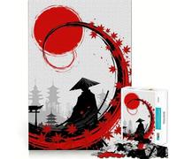 Puzzle de 1000 pièces représentant Une Silhouette de samouraï avec Soleil Rouge et Feuilles pour Les Adolescents Jeu de logique et de réflexion Passe-Temps apaisant Bords Lisses Cadeau de qualité