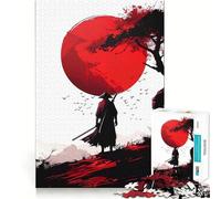 Puzzle de 1000 pièces représentant Une Silhouette de samouraï avec Un Soleil Rouge pour Les Adultes Ce Puzzle de 50x75cm Offre Un Support de création Artistique et Permet de développer sa mémoire