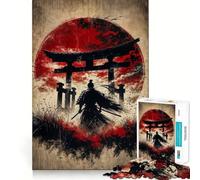 Puzzle de 1000 pièces représentant Une Silhouette de samouraï avec Une Porte Torii idéal pour Les Adolescents Jeu de logique Puissant Bords Nets et créatifs Cadeau Parfait pour Un Moment de détente