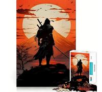 Puzzle de 1000 pièces représentant Une Silhouette de samouraï sur Fond de Soleil Levant, idéal pour Les Adultes Développement de la mémoire, Loisirs et Assemblage Collection Artistique (50x75cm)