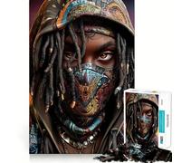 Puzzle de 1000 pièces représentant Une Silhouette encapuchonnée avec Un Masque orné idéal pour Les Adolescents Stimulant l'imagination aux Couleurs Vives Passe-Temps Familial Cadeau de Noël 38x52cm