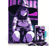 Puzzle de 1000 pièces représentant Une sorcière Anime Violette, idéal pour Les Adolescents Ce Puzzle Lumineux et Relaxant est Un Cadeau Exquis à Assembler (50x75cm)