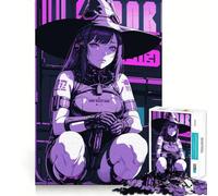Puzzle de 1000 pièces représentant Une sorcière Anime Violette pour Adultes, idéal pour stimuler Le Cerveau, se détendre et s'amuser (38x26cm) Cadeau Parfait pour Les fêtes