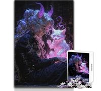 Puzzle de 1000 pièces représentant Une sorcière Fantastique et Son Chat Jeu d'apprentissage pour développer sa motricité Fine pour des Moments de Joie Dimensions:38x26cm