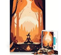 Puzzle de 1000 pièces représentant Une sorcière méditant dans la forêt,idéal pour Les Adolescents Un Jeu de réflexion Amusant et sans accroc,Une façon captivante de Passer Le Temps (38x26cm)