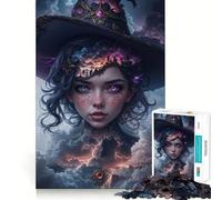 Puzzle de 1000 pièces représentant Une sorcière Mystique dans Un Paysage Urbain, idéal pour Adultes Jeu de logique Puissant et apaisant, Bords Nets, Cadeau Artistique (50x75cm)