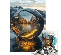 Puzzle de 1000 pièces représentant Une sphère aux Reflets de Montagne idéal pour Un Anniversaire ou Noël Décoration Parfaite et Jeu Manuel à partir de 14 Ans 38x52cm
