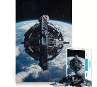 Puzzle de 1000 pièces représentant Une Station Spatiale en orbite Autour de la Terre, idéal pour Adultes Jeu de logique raffiné, détente et Plaisir Finitions soignées Pièce d'art (50x75cm)