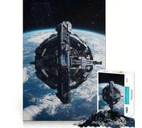 Puzzle de 1000 pièces représentant Une Station Spatiale en orbite Autour de la Terre, idéal pour Les Adolescents Un Cadeau élégant et Relaxant, aux découpes nettes (38x26cm)