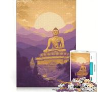Puzzle de 1000 pièces représentant Une Statue de Bouddha dans Un Paysage de Montagne, Jeu éducatif et Stimulant, Cadeau Original pour Un Anniversaire ou Noël 50x75cm