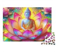 Puzzle de 1000 pièces représentant Une Statue de Bouddha et Un Sage dans Une Aura sacrée.en Carton Lisse et résistant,il Offre Un Moment de Calme Seniors,Les Adultes,Less et débutants : 38 x 26 cm.