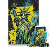 Puzzle de 1000 pièces représentant Une Statue de la Liberté avec des Graffitis et des crânes idéal pour Les Adolescents Jeu de logique Simple et Amusant découpe Parfaite Cadeau d'anniversaire 38x52cm