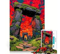 Puzzle de 1000 pièces représentant Une Structure Semblable à Stonehenge avec Un Ciel Vibrant, idéal pour Les Adolescents Jeu ludique et apaisant, Parfait comme Cadeau de Noël 38x26cm