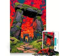Puzzle de 1000 pièces représentant une structure semblable à Stonehenge avec un ciel vibrant, idéal pour les adolescents jeu de réflexion, jouet anti-stress, découpe soignée, cadeau artistique 50x75cm