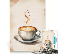 Puzzle de 1000 pièces représentant Une Tasse de café Aquarelle avec Un Motif Latte,idéal pour Les Adolescents Stimule l'imagination,ludique et Facile à découper Composants et agréables à retrouver
